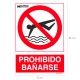 Cartel Prohibido Bañarse 30x21 cm.