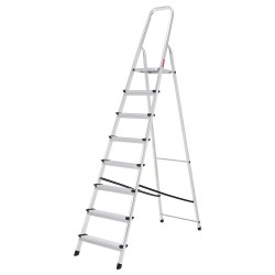 Escalera Aluminio 8 Peldaños Plegable, Uso doméstico, Antideslizante, Ligera y Resistente
