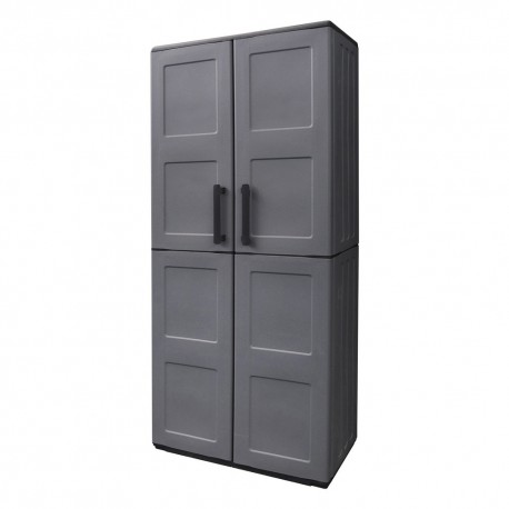 Armario Resina Alto 68x37x163 cm. Con Portaescobas. Color Gris Oscuro