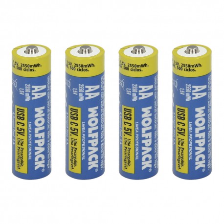 Pila Litio Recargable "AA" 1,5V USB-C (4 Unidades)
